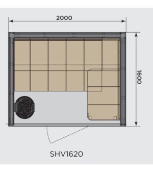 HARVIA Sauna Cabins SAUNA CABIN HARVIA VENTURA SHV1620L, 1600x2000mm, SAUNA HEATER ON THE LEFT SIDE HARVIA VENTURA