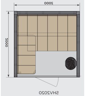 HARVIA Sauna Cabins SAUNA CABIN HARVIA VENTURA SHV2020, 2000x2000mm, SAUNA HEATER ON THE RIGHT SIDE HARVIA VENTURA