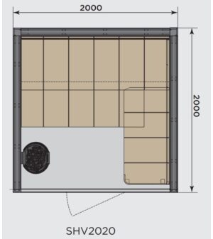 HARVIA Sauna Cabins SAUNA CABIN HARVIA VENTURA SHV2020L, 2000x2000mm, SAUNA HEATER ON THE LEFT SIDE HARVIA VENTURA