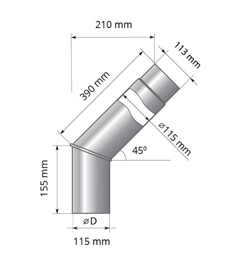 HARVIA WZ90M, KULMAPUTKI, 90°, Ø115mm, MUSTA