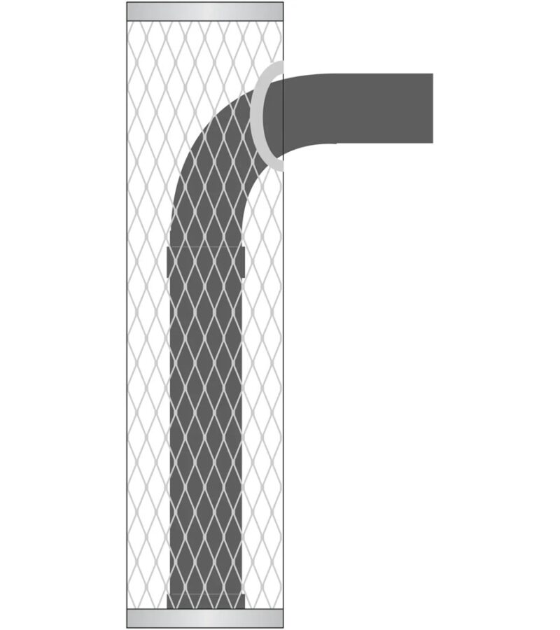 IKI 5004, VERKKO 1000mm, SAVUPIIPULLA 550mm ja 90°, RUOSTUMATON TERÄS