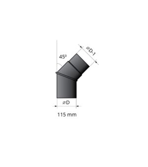 Smoke pipes BENT PIPE FOR WOODBURNING STOVE 45°, Ø115MM