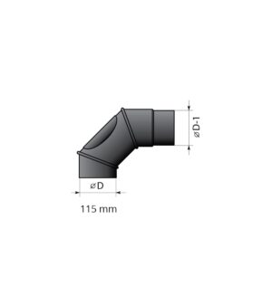 Smoke pipes BENT PIPE FOR WOODBURNING STOVE 90°, Ø115-130MM